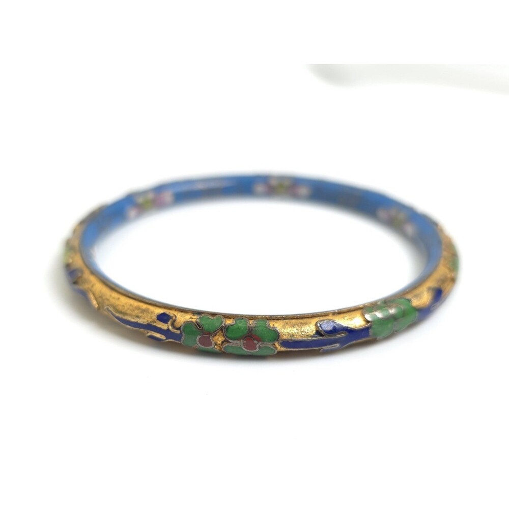 Vintage Blue and Gold Cloisonne Enamel Bangle